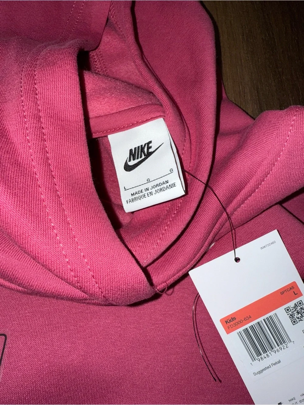 Nike Kids Hot Pink Club Fleece Pullover Hoodie NWT Size Large (L / 12-14)